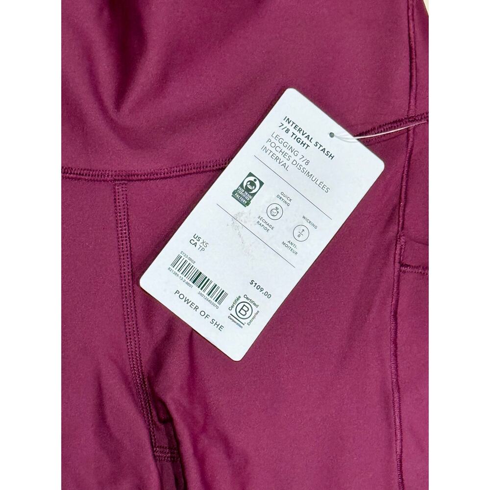 Athleta 🍷💪🏽🍇 Wild Plum Interval Stash High Rise 7/8 Leggings Size XS NWT - Picture 9 of 9
